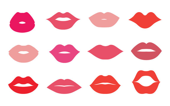Lips icons shape set vector