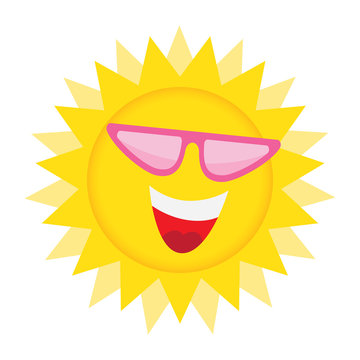 Sun Face with sunglasses and Happy Smile.