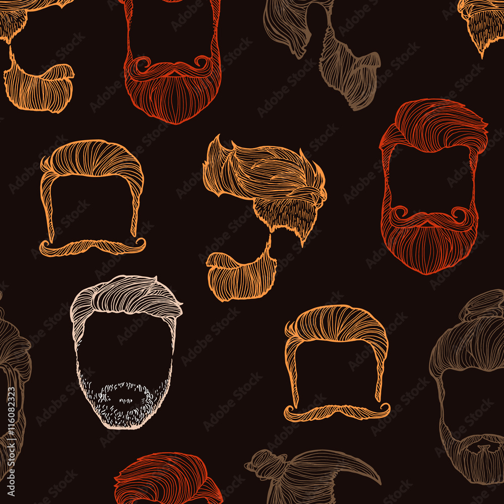 Wall mural Man hairstyle.Seamless pattern. Vector Illustration.