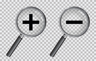 magnifying glass plus and minus