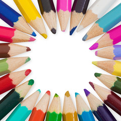 Obraz premium Set of colored pencils arranged in circle