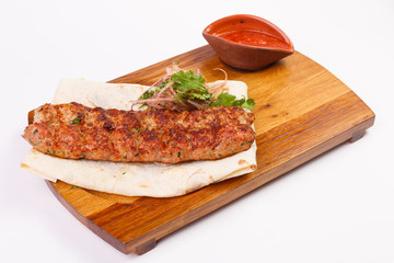 kebab with vegetables and lavash
