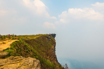 The peak of the mountain and Clouds Phu Chi Fa in Chiang Rai Cit