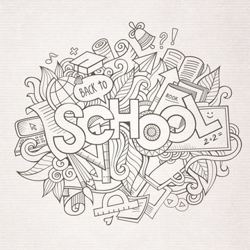 School hand lettering and doodles elements