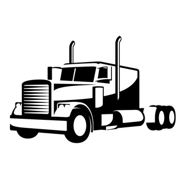 Black & White Heavy Truck Illustration
