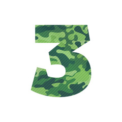 Number three logo with green camouflage.