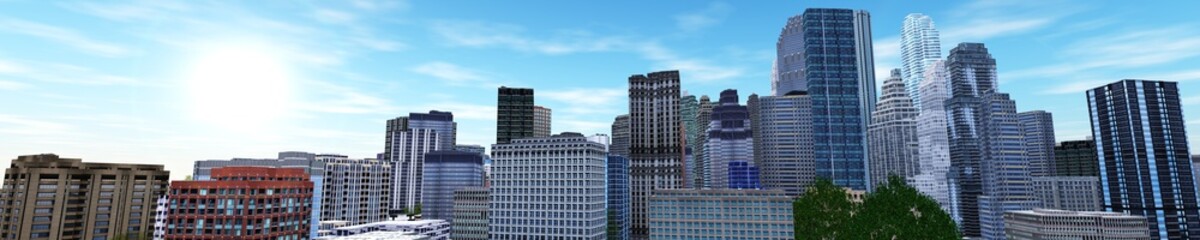 Obraz na płótnie Canvas panorama of the city. sun over the city. the sky and the city. 