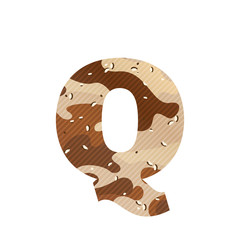 Letter Q logo with desert camouflage.
