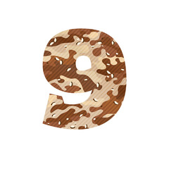 Number nine logo with desert camouflage.