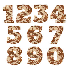 Numbers set logos with desert camouflage.