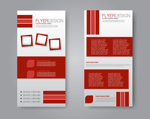 Vector flyer and leaflet design. Set of two side brochure templates. Red color.