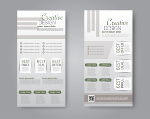 Vector flyer and leaflet design. Set of two side brochure templates. Green color.