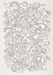 Fototapeta premium Doodles abstract decorative summer sketch background