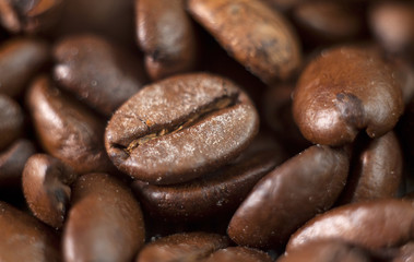 Зерновой кофе крупным планом