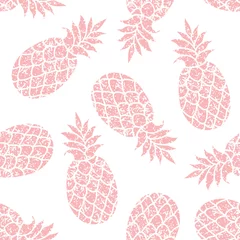 Wall murals Pineapple Pineapple vector seamless pattern for textile, scrapbooking or wrapping paper. Pineapple silhouette repeating ornament.