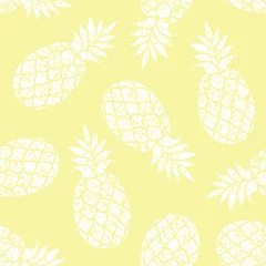 Foto op Plexiglas Ananas Ananas vector naadloos patroon voor textiel, scrapbooking of inpakpapier. Ananas silhouet herhalend ornament.