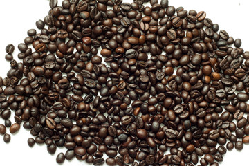 Roasted coffee bean on white background