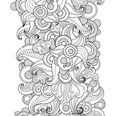 Vector abstract seamless border. Doodle wavy decorative design element.