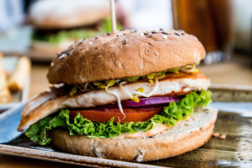 Cheese burger - American cheese chicken burger with fresh salad