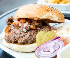 Cheese burger - American cheese burger with Golden French fries