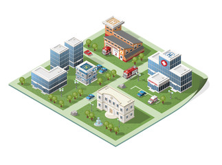 Build Your Own Isometric City. Vector Elements.