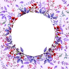 Watercolor logo, label, invitation card. From a set of flowers, herbs, rastenits, leaves, flowers. In vintage style