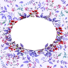 Watercolor logo, label, invitation card. From a set of flowers, herbs, rastenits, leaves, flowers. In vintage style