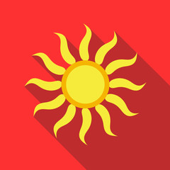 Sun icon in flat style on a red background
