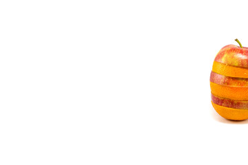 Mixed orange and apple isolated on a white background