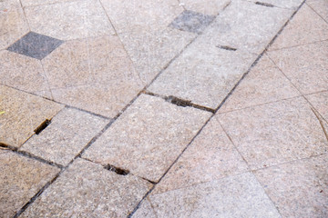 Heavy rain on walkway tile