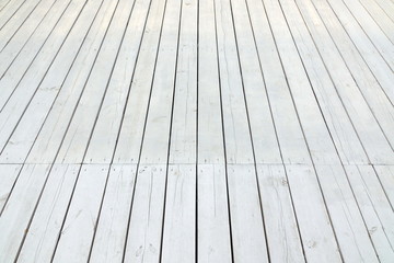Outdoor Patio Or Veranda White Wooden Floor In Perspective View