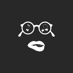 Festival acid fan in round glasses simple icon on background