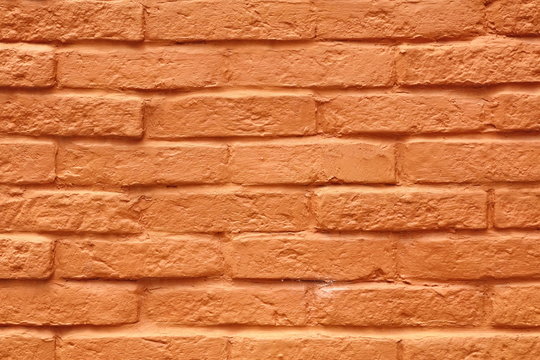 Antique Painted Red Brick Wall Background Or Texture