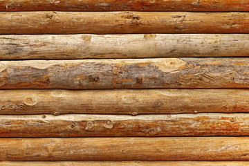 Log Cabin Debarked Wall Textured Horizontal Background