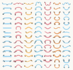 Vector Black Colorful Hand Drawn Ribbons, Banners Set