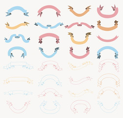 Vector Black Colorful Hand Drawn Ribbons, Banners Set