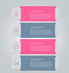 Business infographics tabs template for presentation, education, web design, banner, brochure, flyer. Pink and grey colors. Vector illustration.
