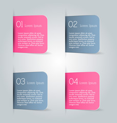 Business infographics tabs template for presentation, education, web design, banner, brochure, flyer. Pink and grey colors. Vector illustration.