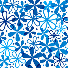 Seamless pattern with blue flowers
