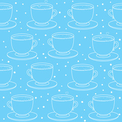 Seamless pattern with cute cups 