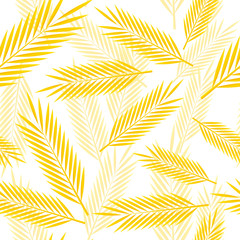 Seamless pattern with yellow palm leaves