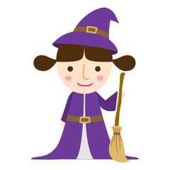 halloween witch girl vector