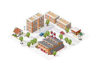 Build Your Own Isometric City. Vector Elements.