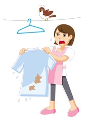 洗濯物を干す女性