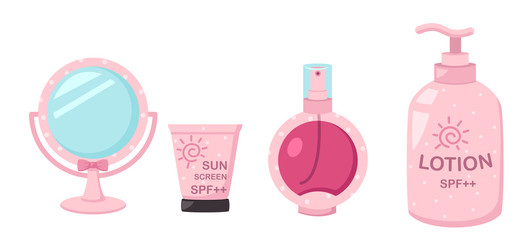 Illustration of isolated set cosmetics
