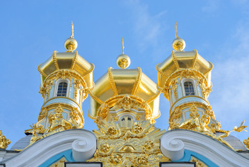 Golden cupolas of Catherine Palace church.