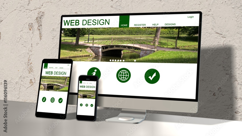 Wall mural devices responsive with responsive website design