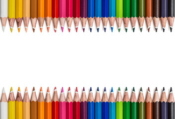 Frame of colored pencils