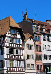 typical alsacian buildings in Strasbourg - France