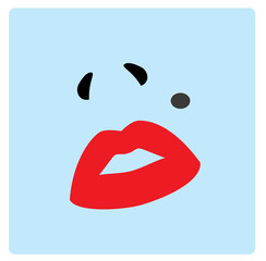 Woman fece. Female lips. Vector illustration